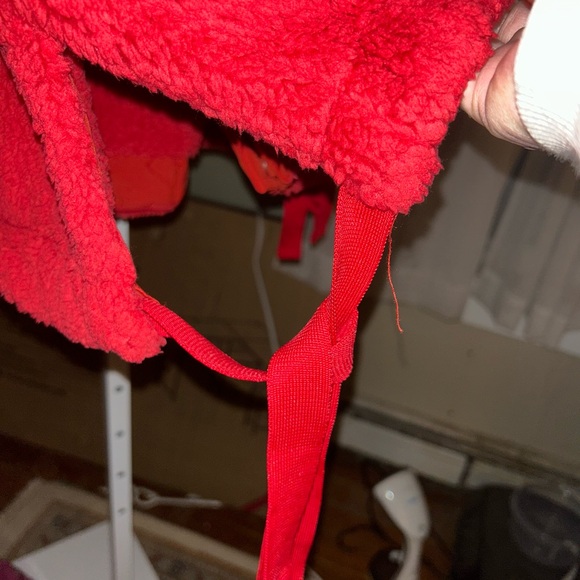 Free People Plush Red Women's Sherpa Vest with ties on side- Oversized - Picture 3 of 5